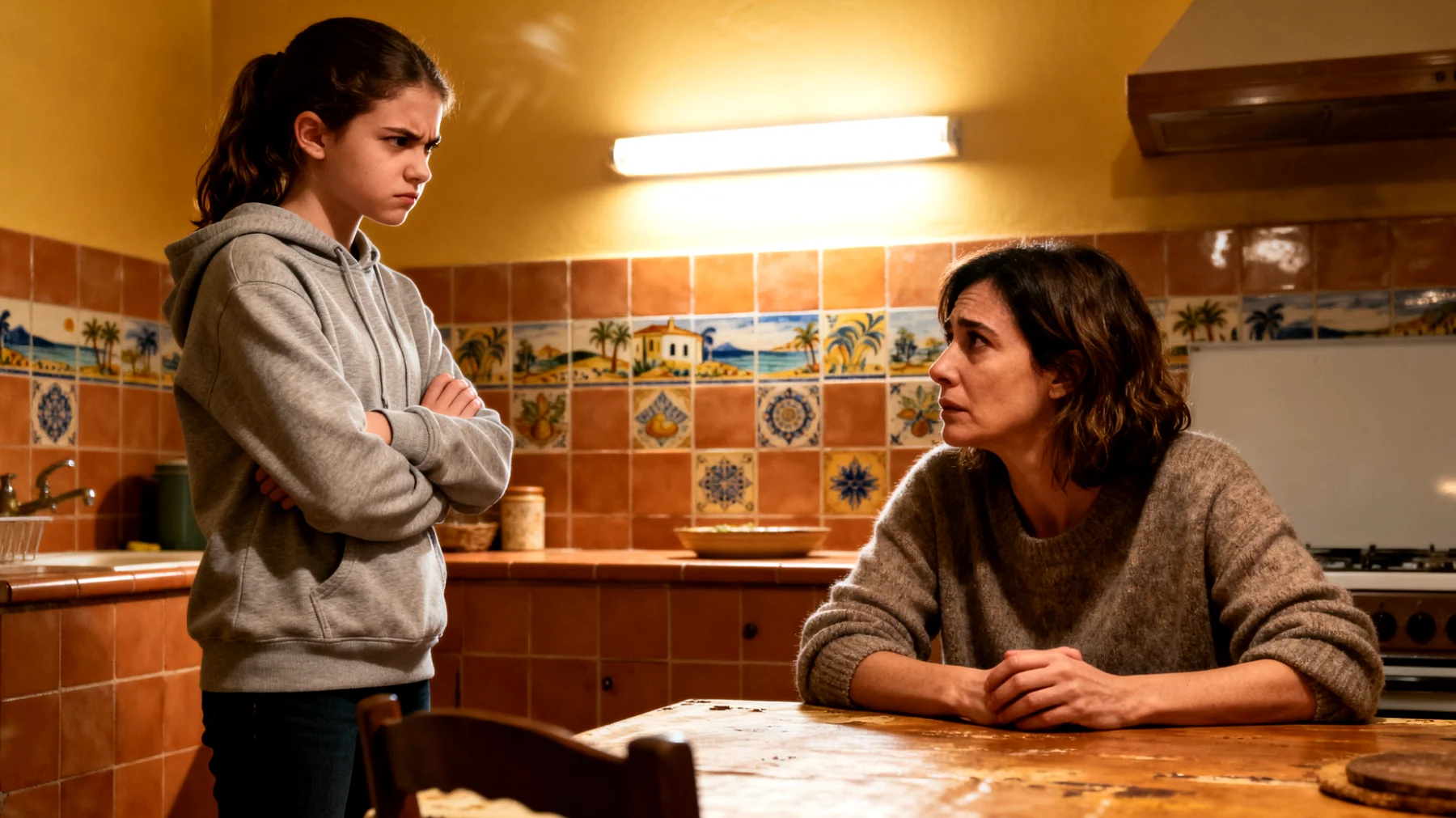 Una mamma fatica a far rispettare regole e limiti alla figlia adolescente, che contesta continuamente le decisioni e mette in discussione ogni confine stabilito, creando tensioni quotidiane e un clima di conflittualità in casa"